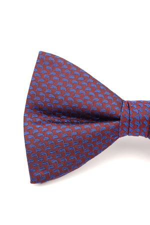 Papion bordo cu imprimeu albastru geometric
