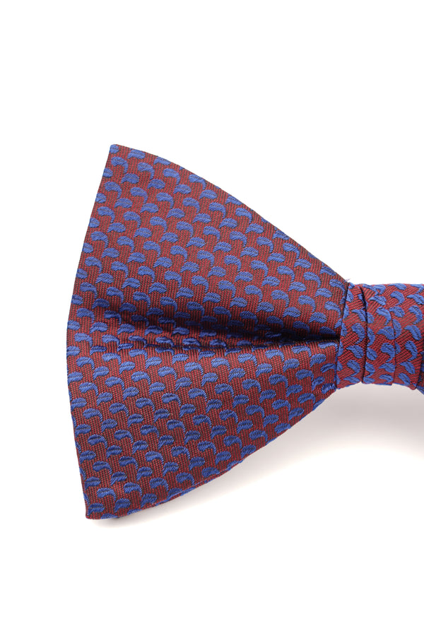 Papion bordo cu imprimeu albastru geometric