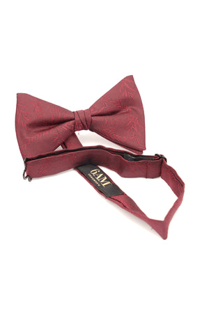 Papion pre-legat bordo din mătase cu model floral discret