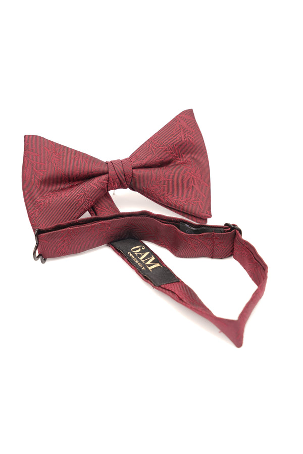 Papion pre-legat bordo din mătase cu model floral discret