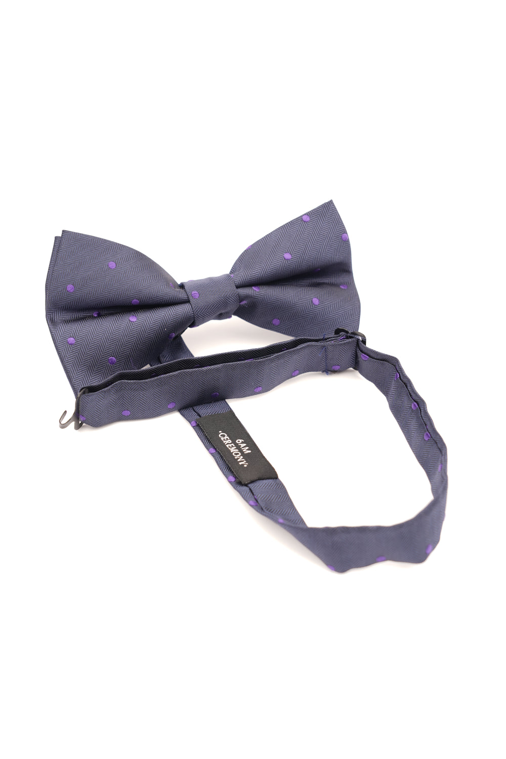 Papion pre-legat bleumarin cu buline mov din mătase