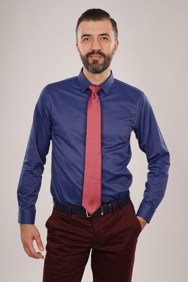 Cămașă Bărbați Albastru Uni – 97% Bumbac