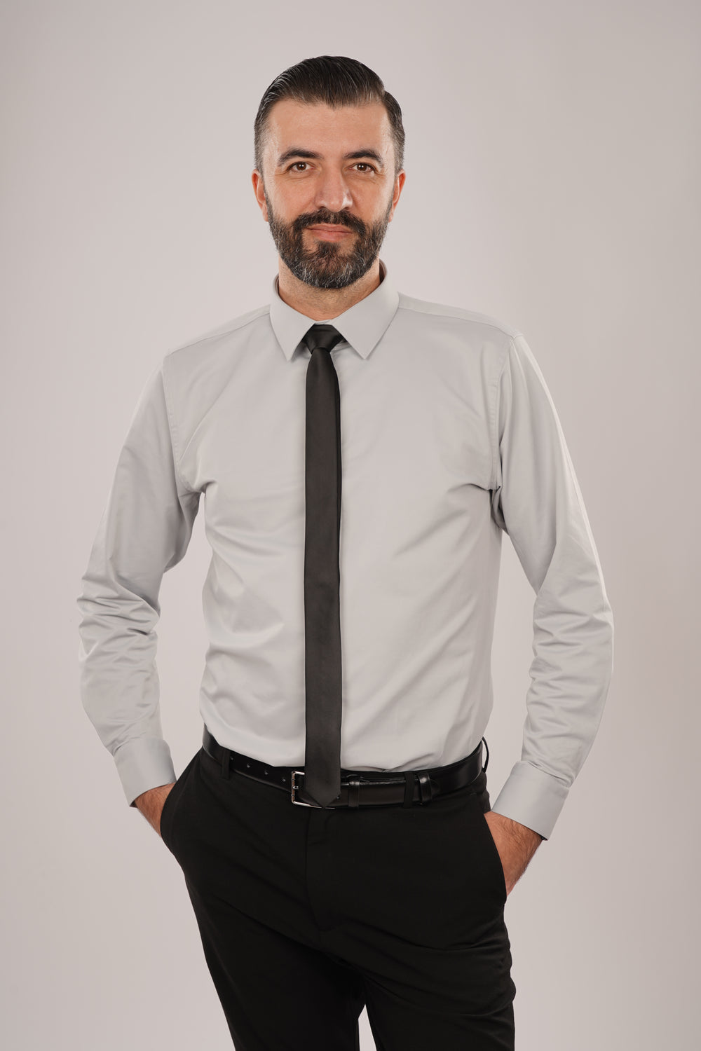 Cămașă Bărbați Gri Deschis – 97% Bumbac