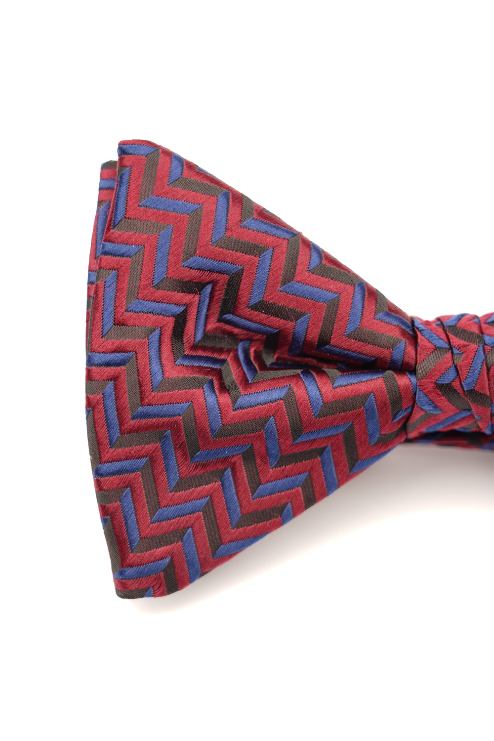 Papion roșu cu model geometric albastru – 100% mătase