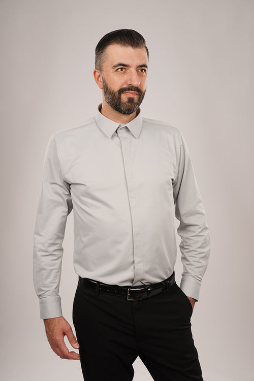 Cămașă Bărbați Gri Deschis – 97% Bumbac