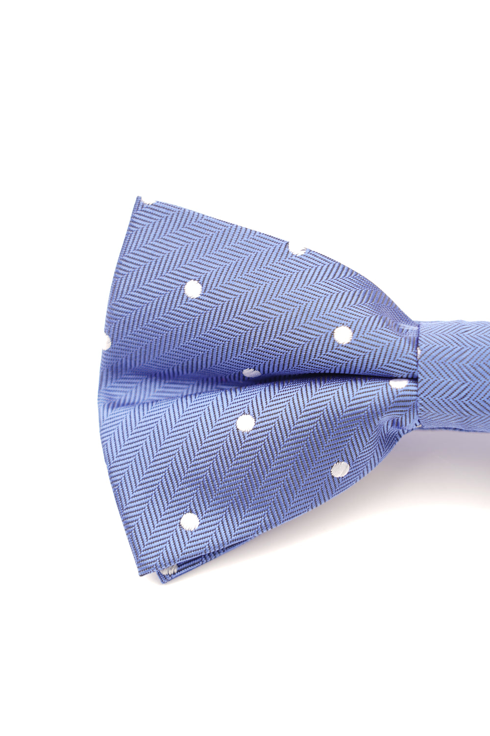 Papion pre-legat albastru cu buline albe din mătase
