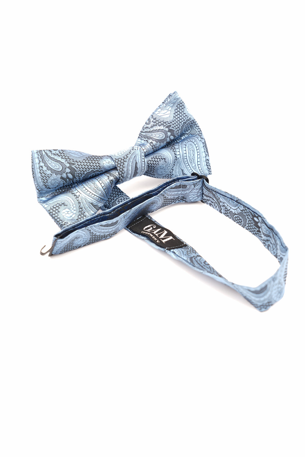 Papion albastru deschis cu model paisley – 100% mătase