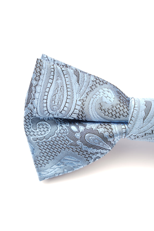 Papion albastru deschis cu model paisley – 100% mătase