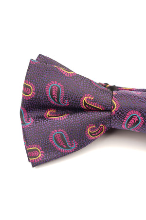 Papion mov cu imprimeu paisley multicolor – 100% mătase