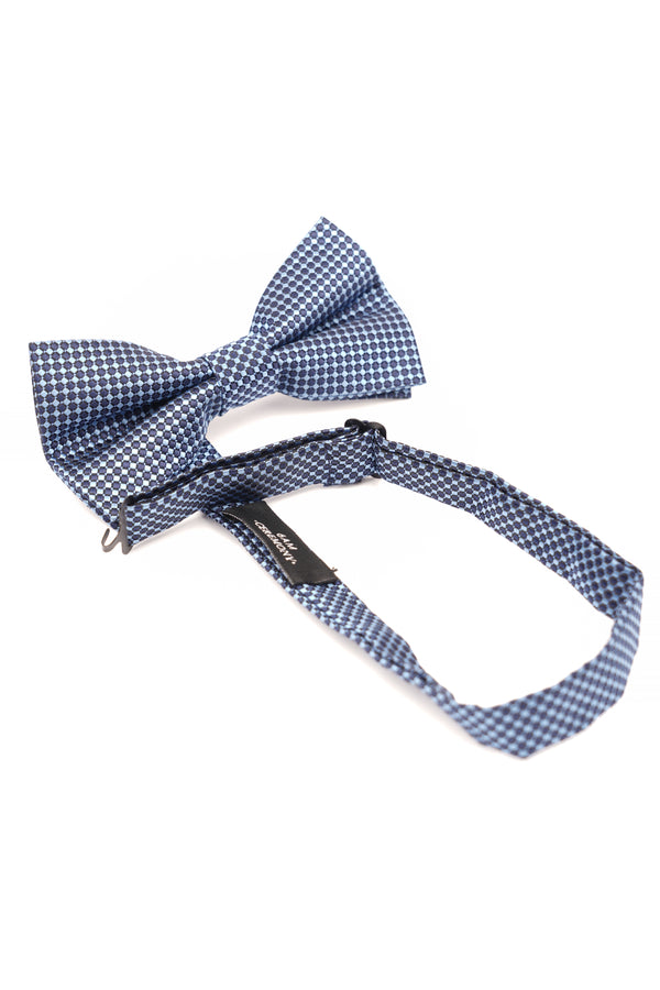 Papion albastru cu model geometric – 100% mătase