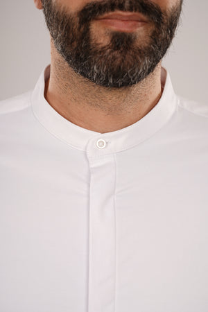 Cămașă Bărbați Albă cu Guler Tunică – 97% Bumbac