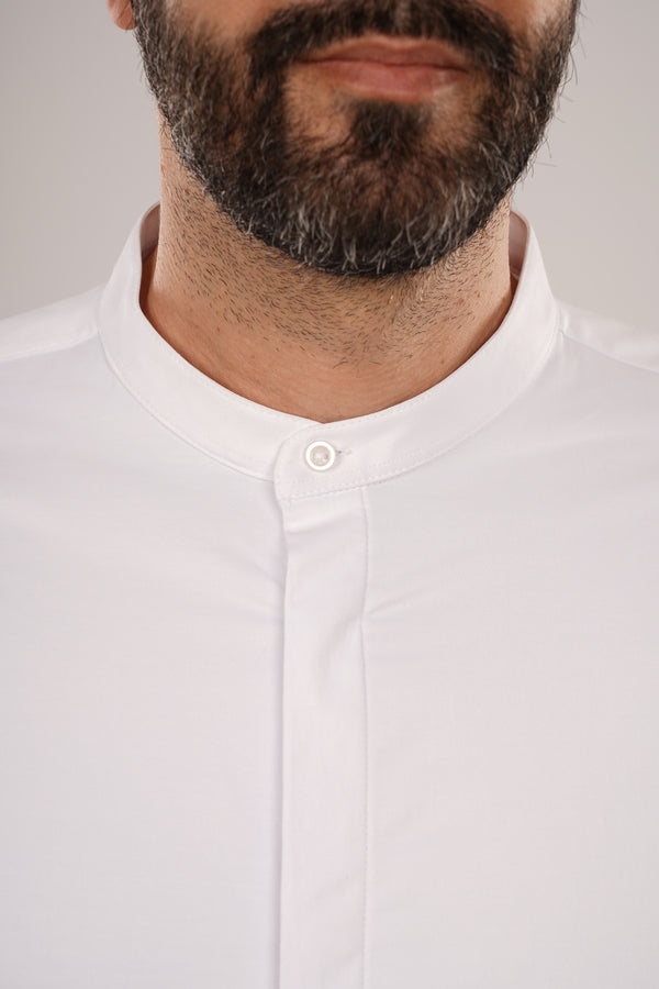 Cămașă Bărbați Albă cu Guler Tunică – 97% Bumbac