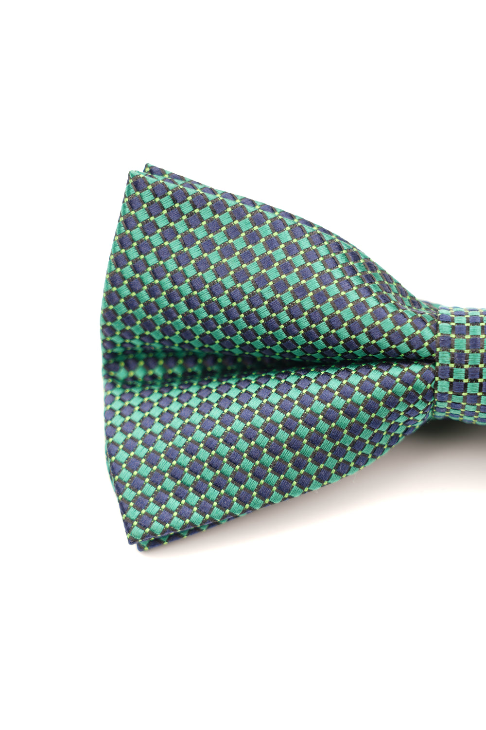 Papion verde cu model geometric albastru – 100% mătase