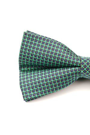 Papion verde cu model geometric albastru – 100% mătase
