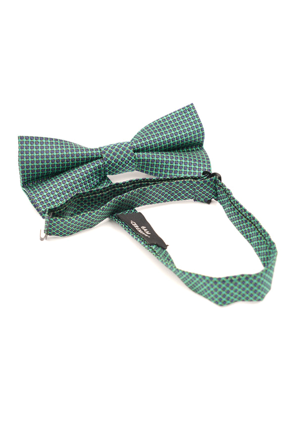 Papion verde cu model geometric albastru – 100% mătase