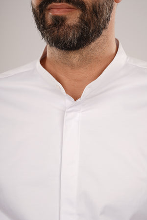 Cămașă Bărbați Albă cu Guler Tunică – 97% Bumbac