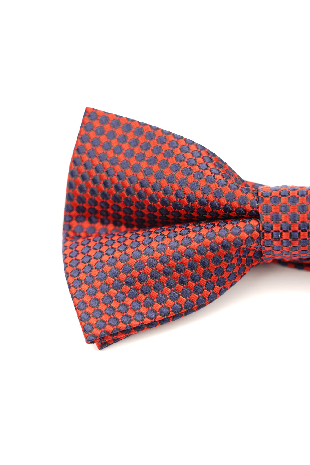 Papion roșu cu model geometric albastru – 100% mătase