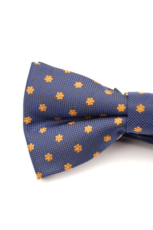 Papion elegant bleumarin cu motive florale aurii – mătase naturală
