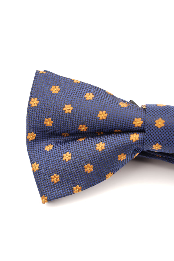Papion elegant bleumarin cu motive florale aurii – mătase naturală