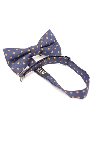 Papion elegant bleumarin cu motive florale aurii – mătase naturală