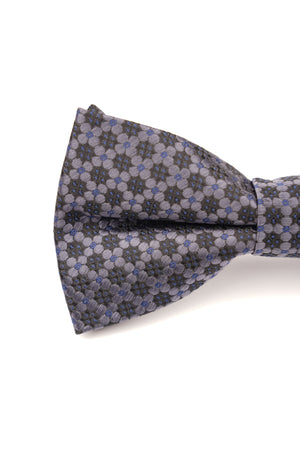 Papion clasic gri cu imprimeu geometric albastru