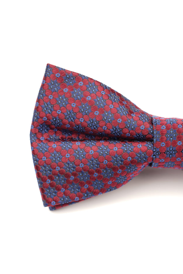 Papion elegant roșu cu imprimeu floral albastru