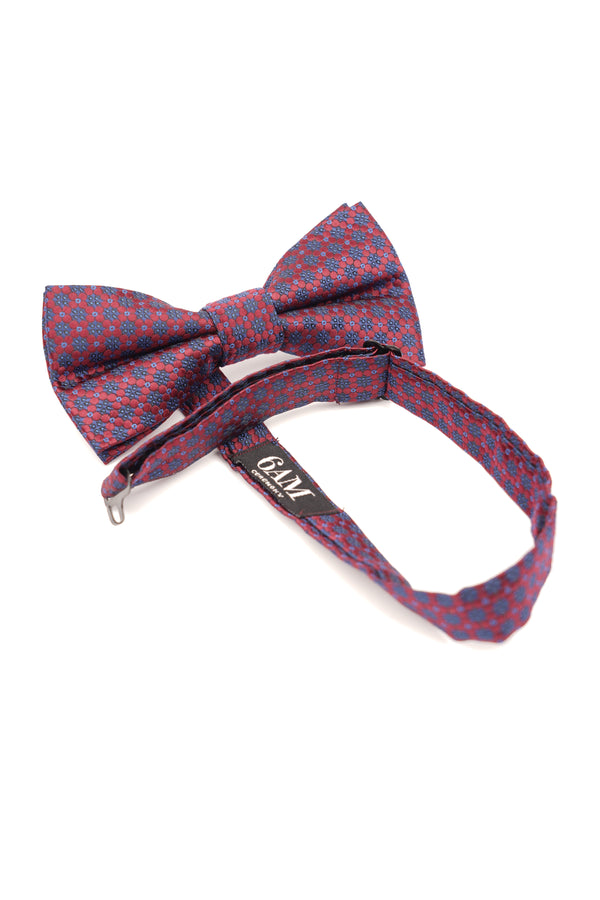 Papion elegant roșu cu imprimeu floral albastru