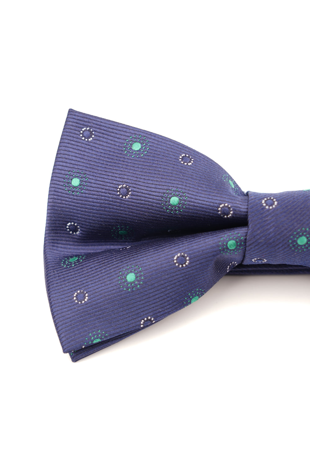 Papion albastru cu imprimeu puncte verzi și albe