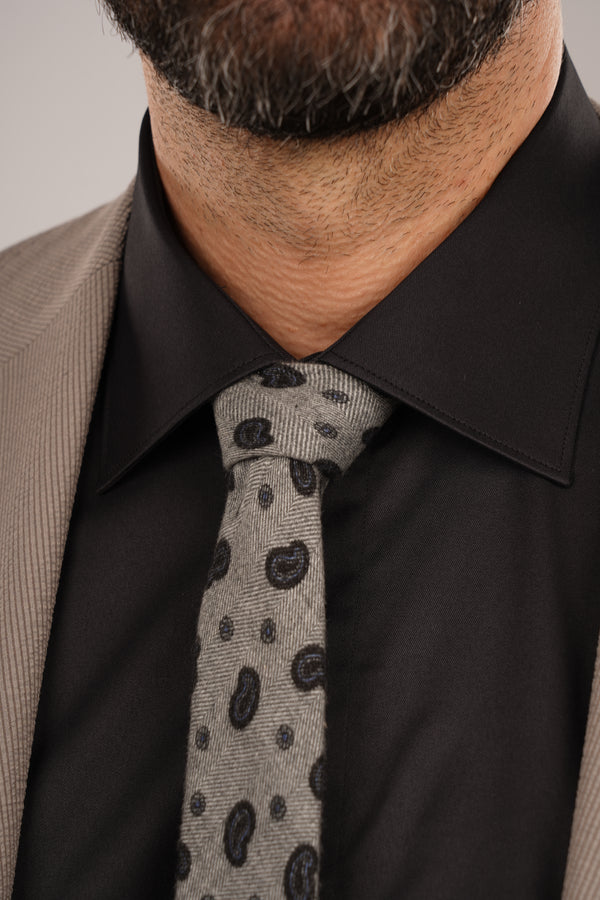 Cămașă Bărbați Neagră Uni – 100% Bumbac Elastic Superfin