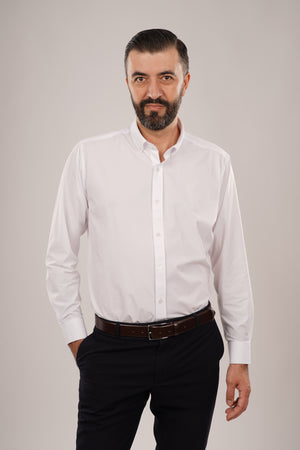 Cămașă Bărbați Albă – Bumbac Elastic