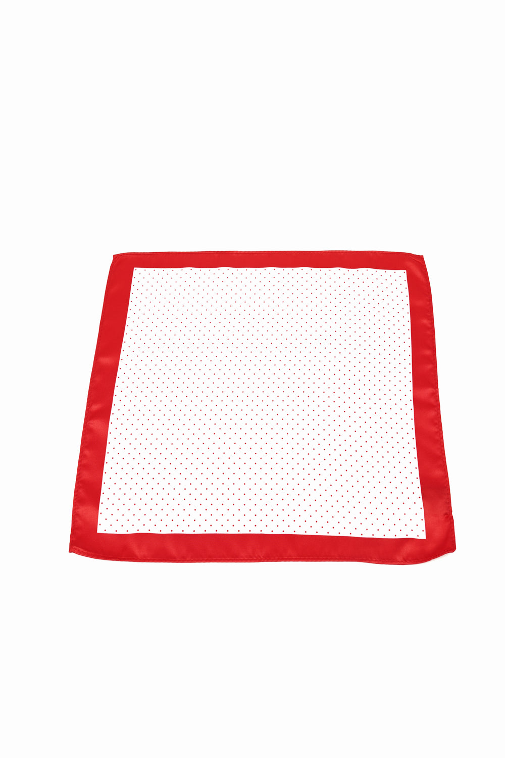 Batistă de buzunar albă cu buline roșii și margine roșie