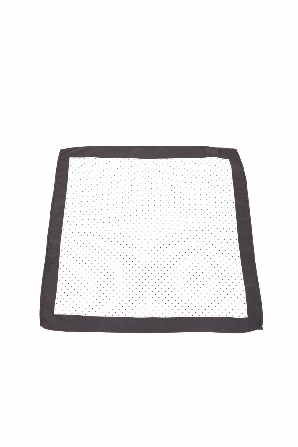 Batistă de buzunar albă cu buline negre și margine gri