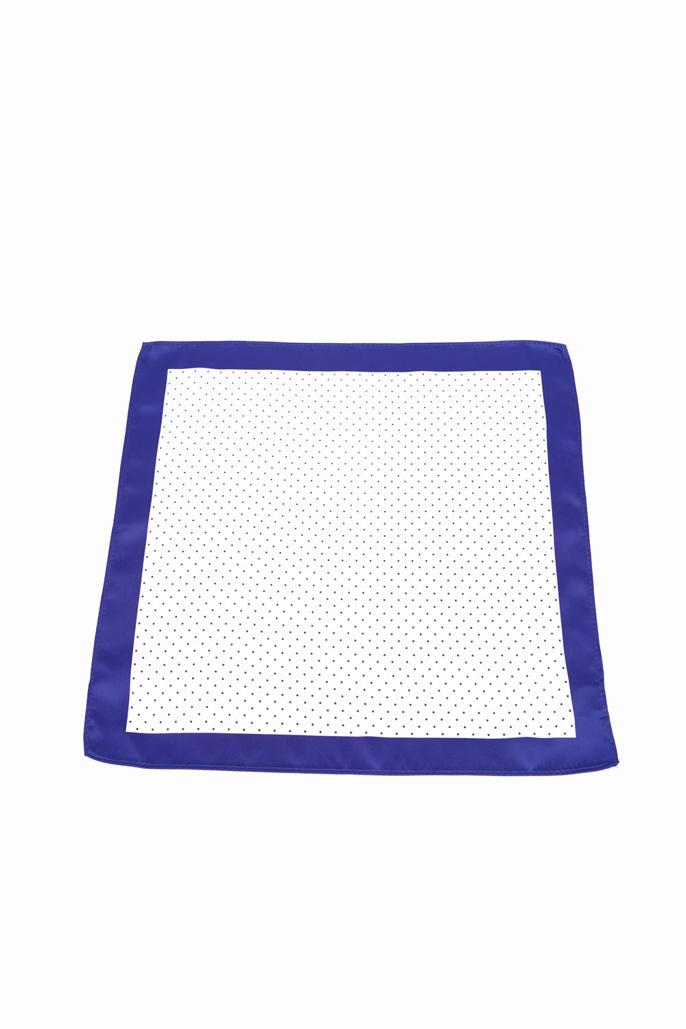 Batistă de buzunar albă cu buline negre și margine albastru intens