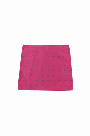 Batistă de buzunar fucsia cu buline albastre