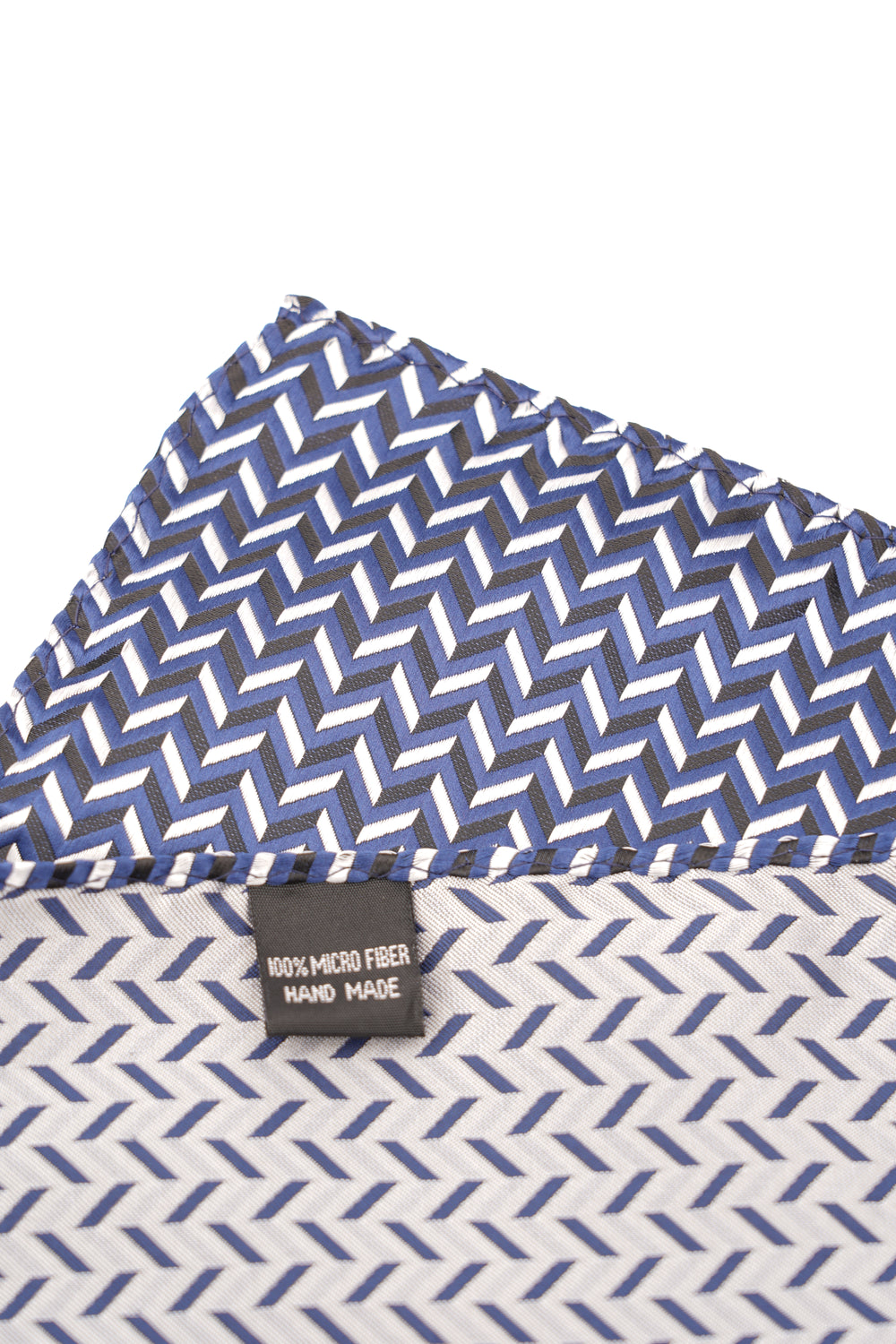 Batistă de buzunar albastră cu imprimeu zig-zag