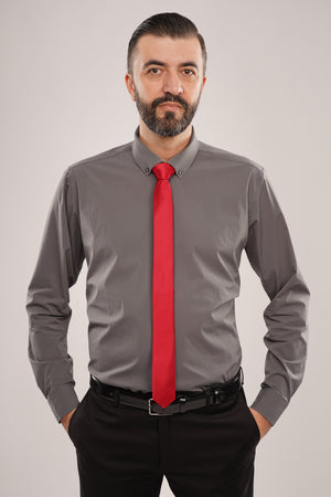 Cămașă Bărbați Gri – Bumbac Elastic