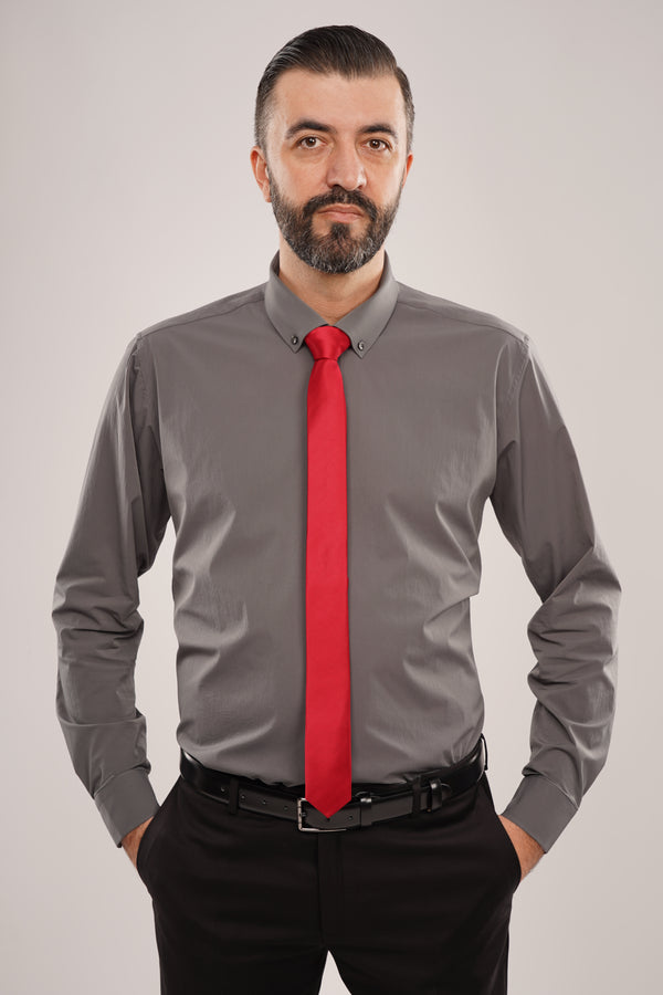 Cămașă Bărbați Gri – Bumbac Elastic