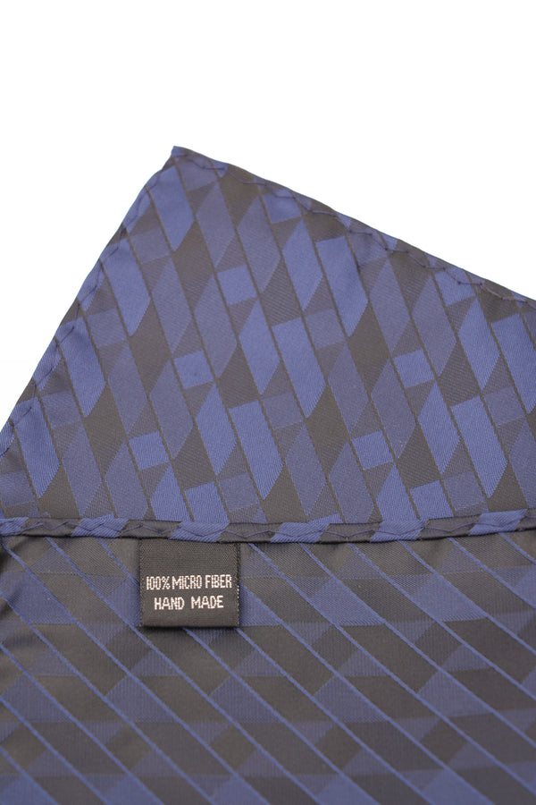 Batistă de buzunar albastră cu model geometric gri