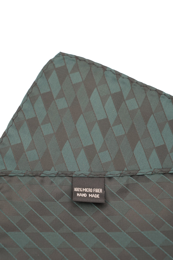 Batistă de buzunar gri cu model geometric verde