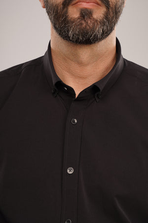 Cămașă Bărbați Neagră – Bumbac Elastic