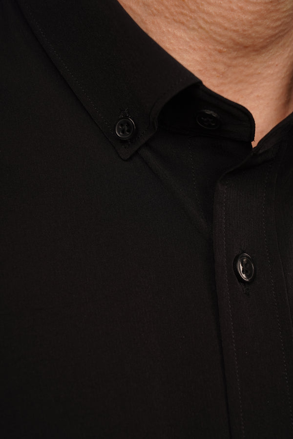 Cămașă Bărbați Neagră – Bumbac Elastic