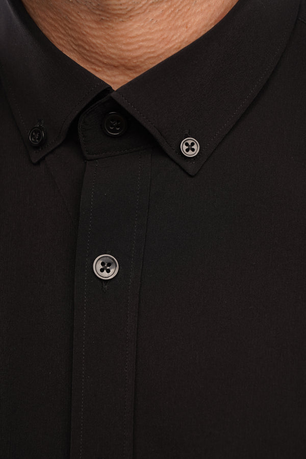 Cămașă Bărbați Neagră – Bumbac Elastic