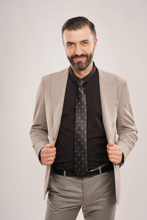 Cămașă Bărbați Neagră – Bumbac Elastic