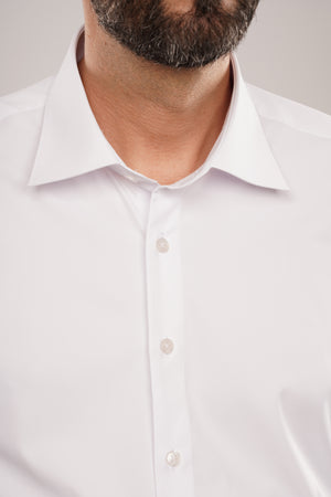 Cămașă Bărbați Albă Elegantă – Bumbac Elastic