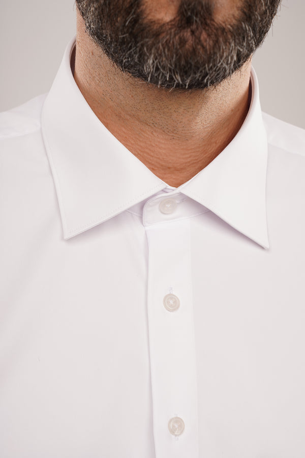 Cămașă Bărbați Albă Elegantă – Bumbac Elastic