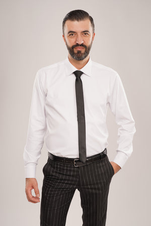 Cămașă Bărbați Albă Elegantă – Bumbac Elastic