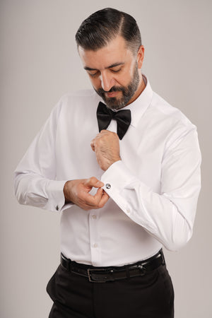 Cămașă Bărbați Albă Elegantă – Bumbac Elastic