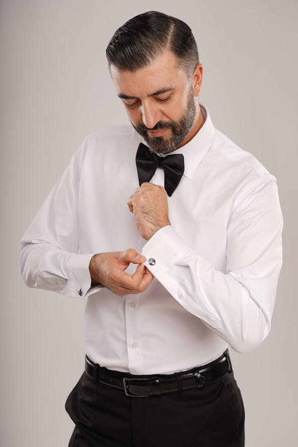 Cămașă Bărbați Albă Elegantă – Bumbac Elastic