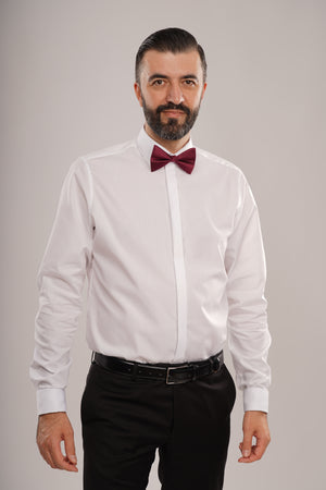 Cămașă Bărbați Albă Non-Iron – Bumbac Superfin cu Mânșetă pentru Butoni