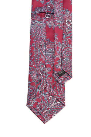 Cravată clasică roșu burgund din mătase cu model paisley
